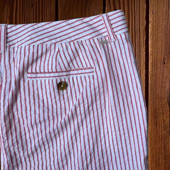 Tommy Hilfiger red and white striped seersucker straight leg pants - Picture 7 of 9